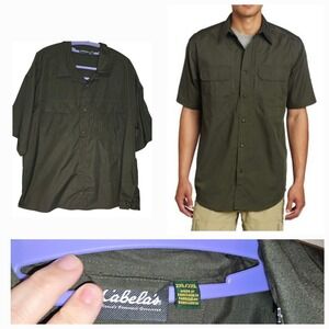 New Cabela's‎ Short Sleeve Button Pockets Shirt Hunting Hiking Green Size Xxl